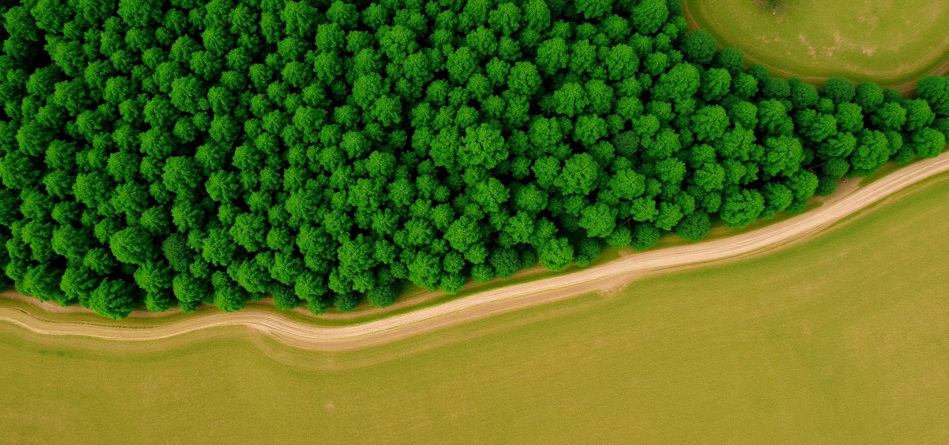 Aerial view of green forests near Claremore Oklahoma